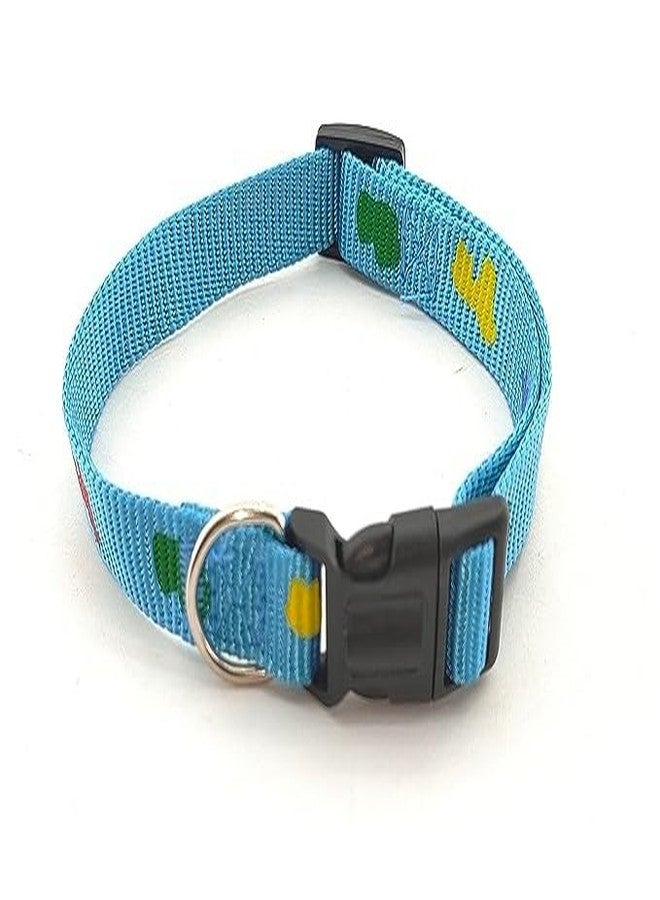 Pups&Pets Nylon Collar Leash Set Printed Adjustable & Durable Collar Leash Set 15 mm for All Small Breed Dog & Puppy 15 MM - Sky Blue - Image 2